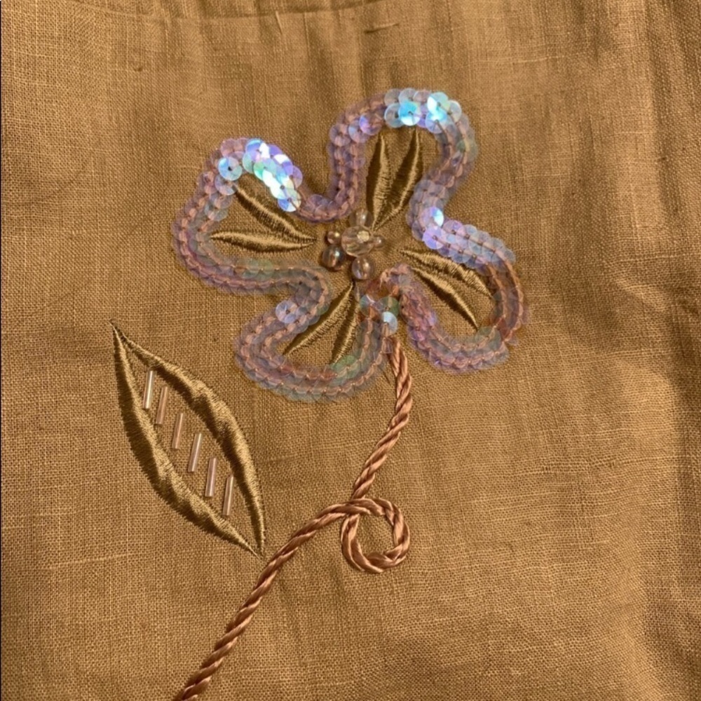 VINTAGE 80S ADOLFO BLAZER CRYSTAL FLOWER LINEN - Picture 7 of 12